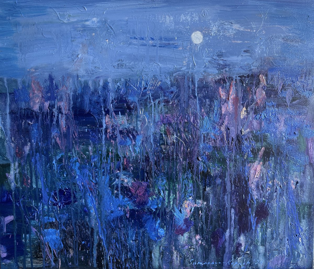 Darya Sumarava-Kopach | Original  Oil Painting | Blue Moon | 70 X 60Cm | Artwork For Sale On Artfinder