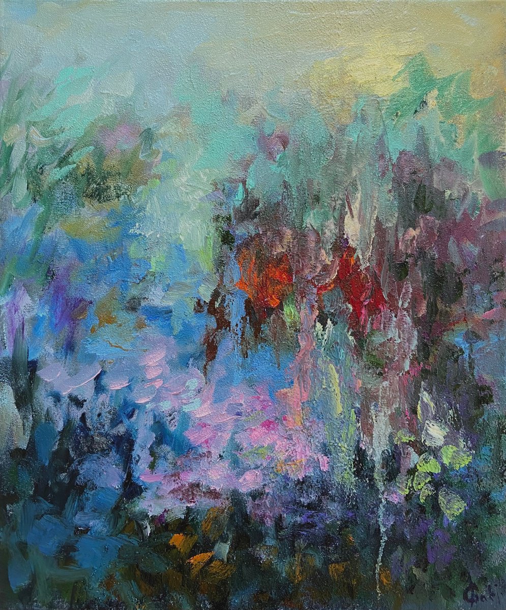 Impressionistic Landscape Oil Painting By Junija (Yuna) Galejeva, 20 X 24", Spring Swamp, Original Artwork