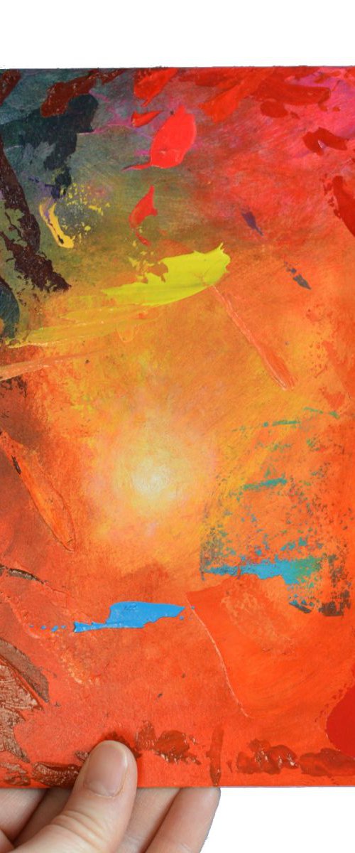 Eyecatcher 13 - small abstract with orange and red by Lisa Mann