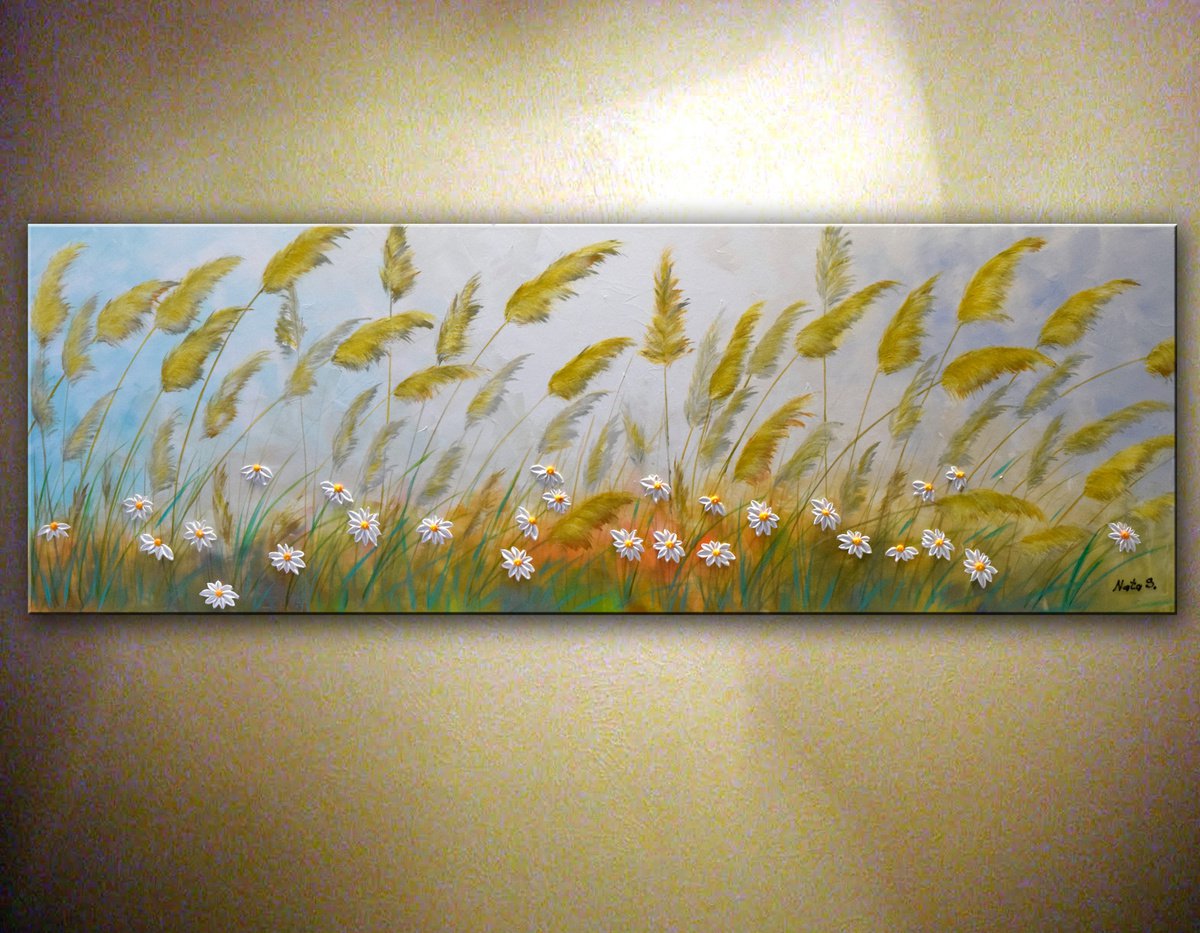Gold Pampas Grass Painting by Nataliya Stupak