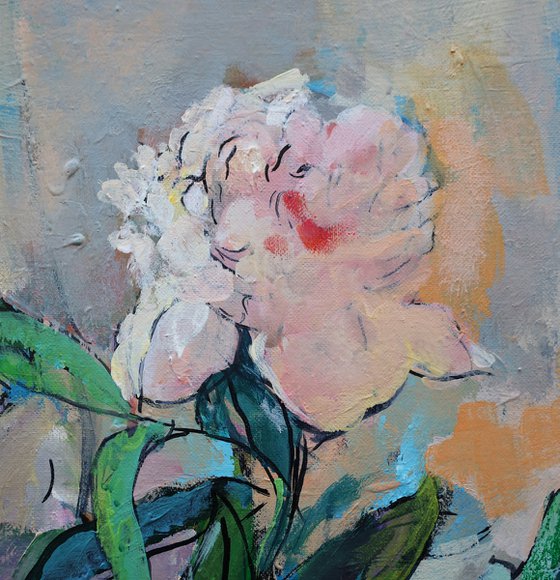 Peonies in the yellow jug