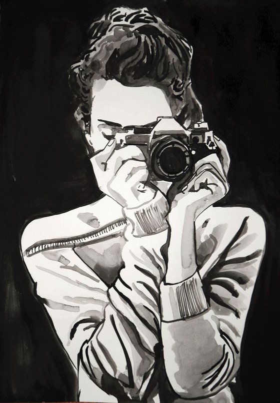 Girl with camera # 4/ 42 x 27.9 cm