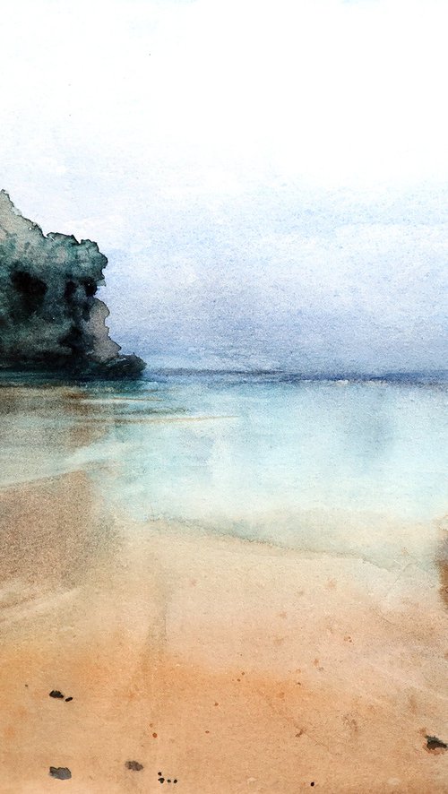 Balinese Morning - Original Watercolor Painting of Bali - Seascape Art - Impressionism by Yana Shvets