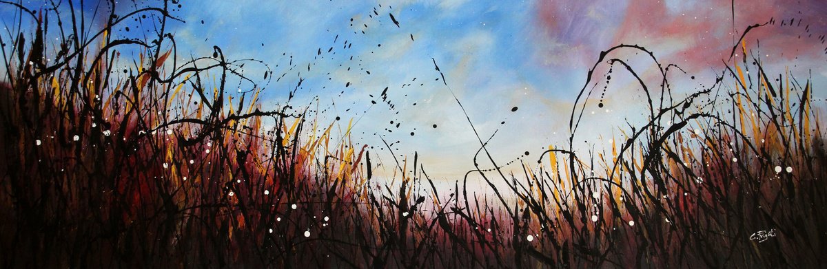 Expressive Landscape Acrylic Painting By Cecilia Frigati, 63 X 22, Come To Life, Original Artwork
