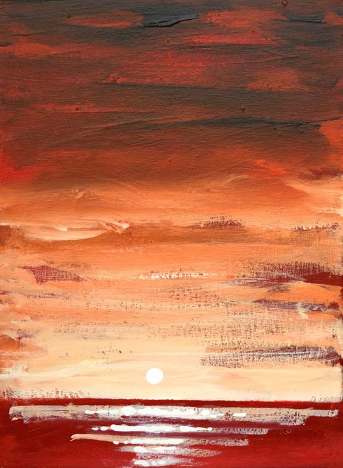 orange sky haven seascape painting by Stuart Wright