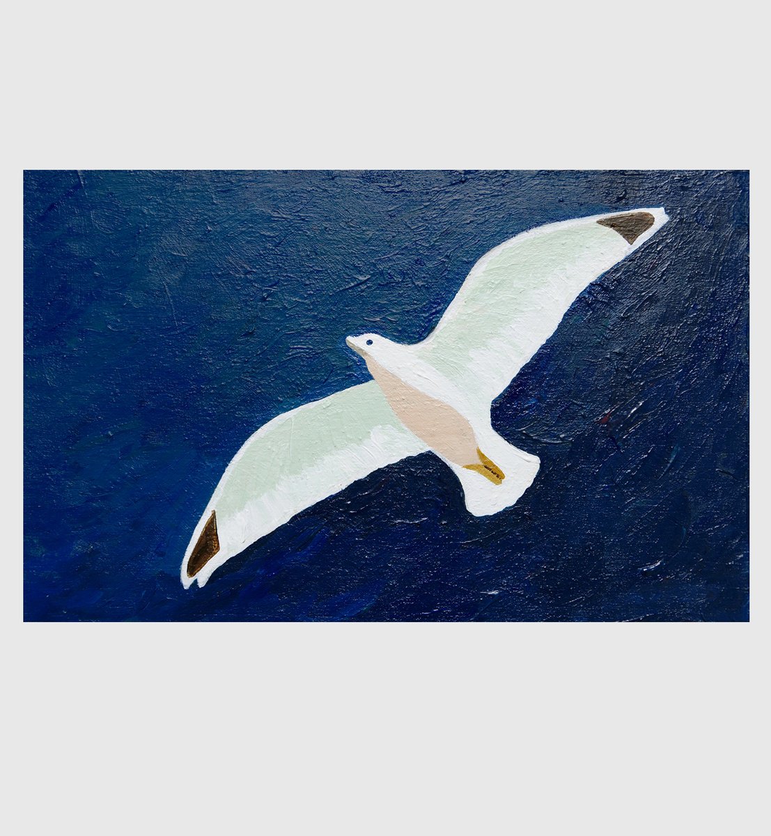 Impressionistic Animal Acrylic Painting By Young Park, 9 X 6", In The Endless Blue, Original Artwork