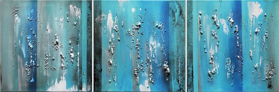 Gateway  - abstract acrylic painting canvas wall art blue white silver modern art