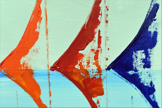 Colored Sails  - Abstract- Sailboat Painting- Acrylic Canvas Wall Art