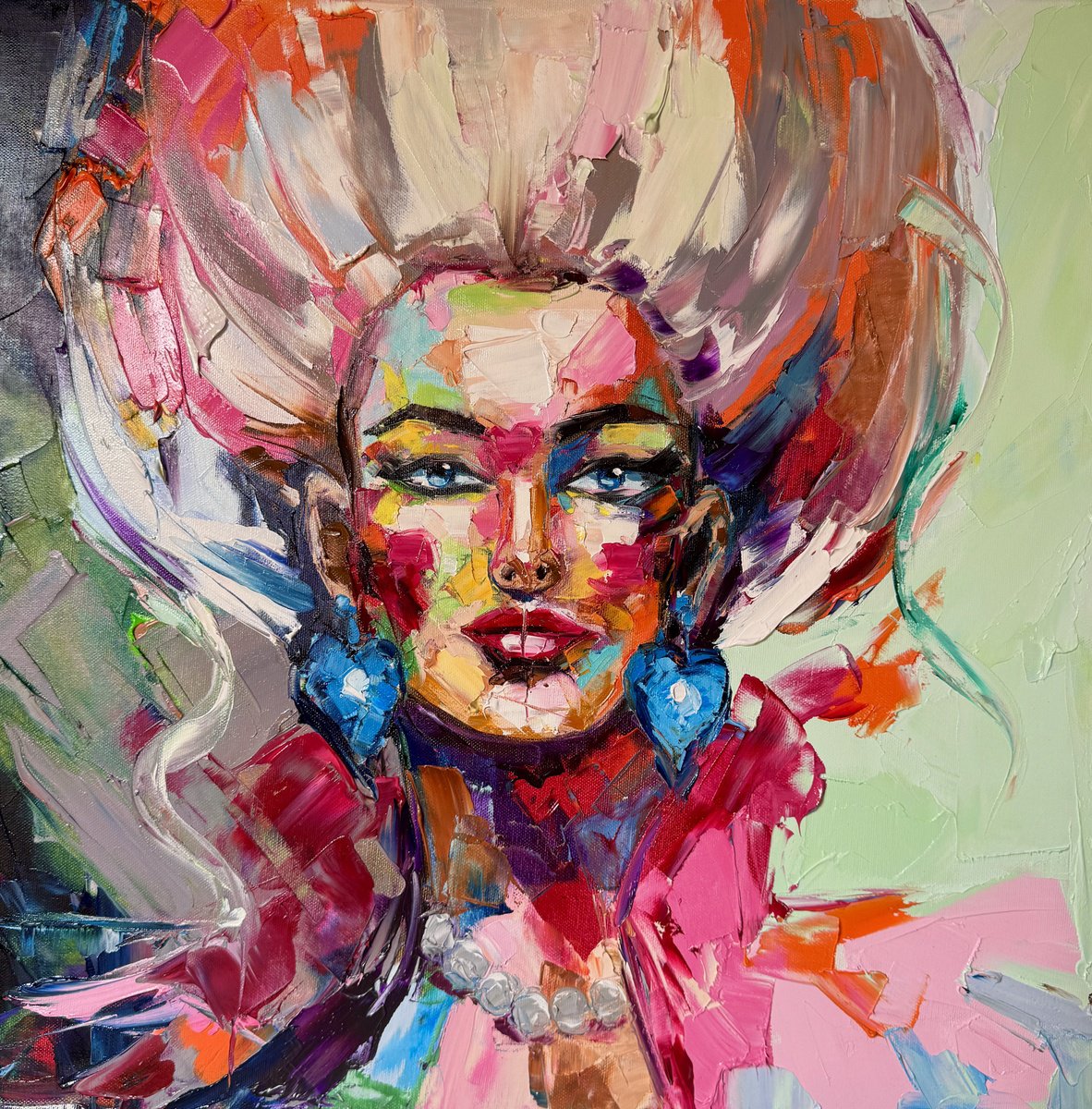 Expressive Oil Painting , Marie Antoinette By Lina Redford, 20 X 20, Artwork For Sale On Artfinder