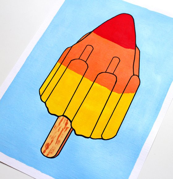 Rocket Lolly - Pop Art Painting On A4 Paper (Unframed)