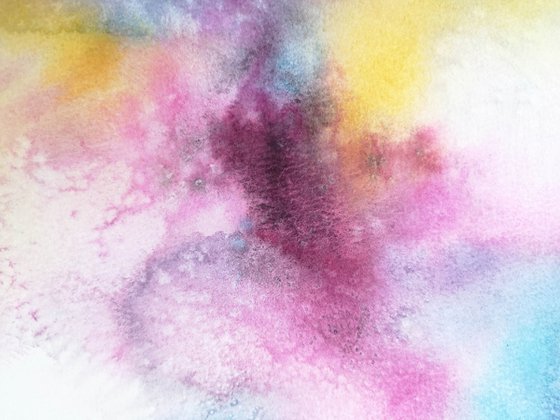 Abstract floral watercolor painting "Rainbow flowers"