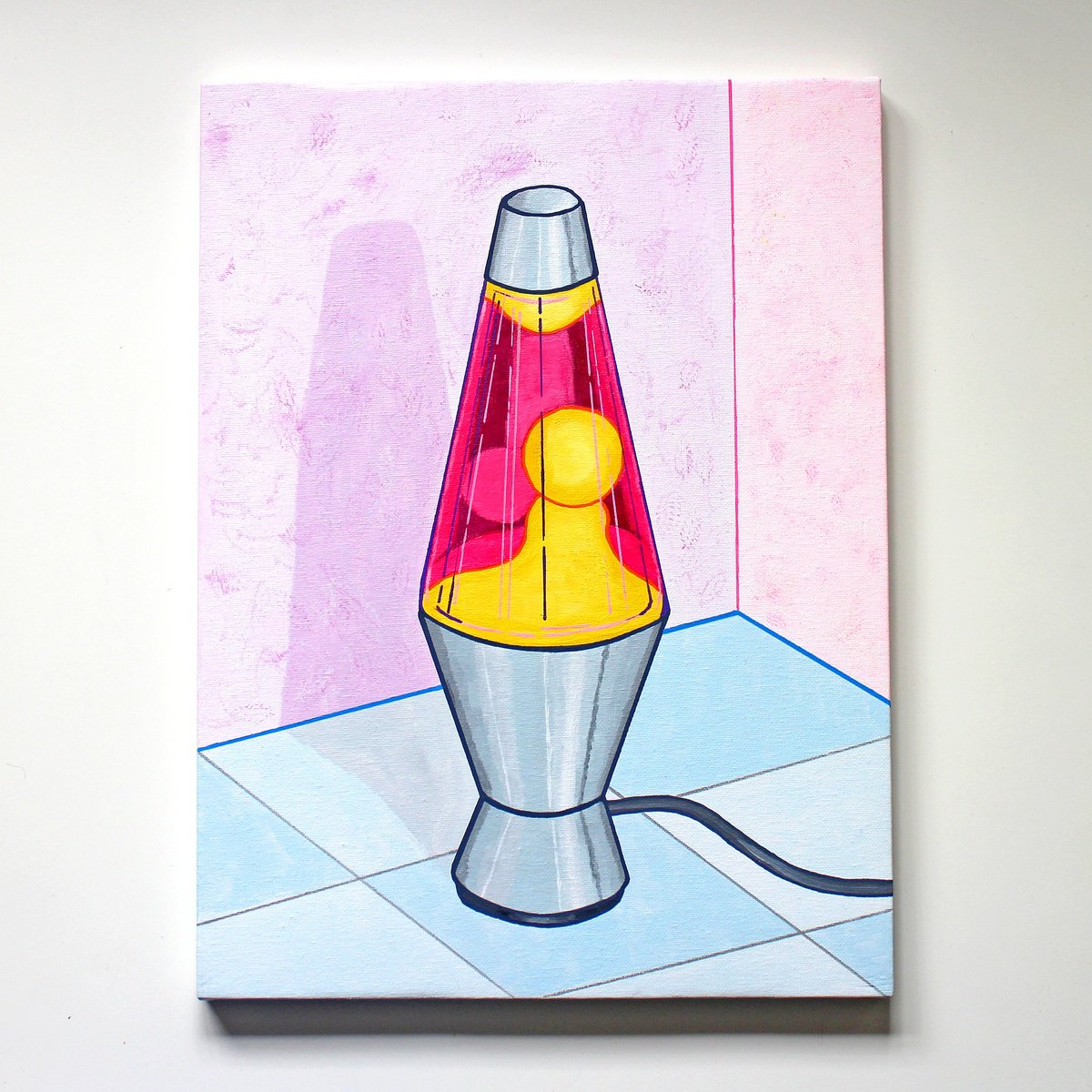 Urban And Pop Still Life Acrylic Painting By Ian Viggars, 12 X 16, Lava Lamp #1, Original Artwork