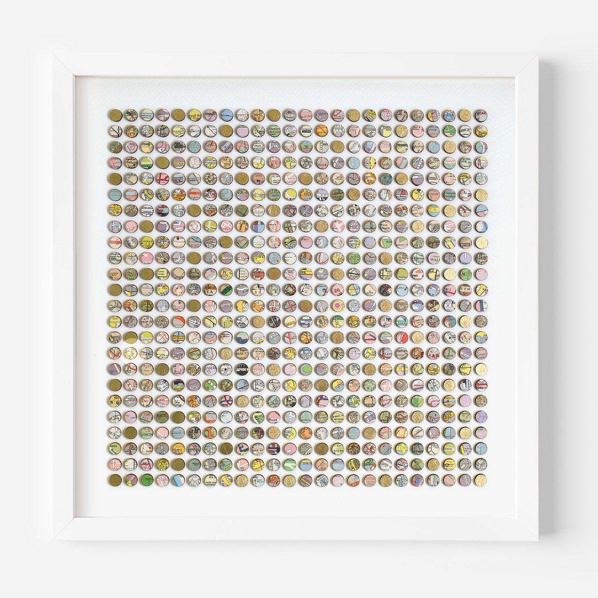 Geometric Transport Collage By Amelia Coward, 16 X 16, 576 World Map Dots, Original Artwork