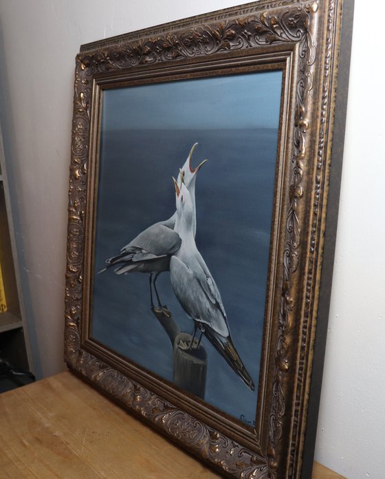 Lockdown Morning Chorus Series - The Voice of the Sea, Seagull Painting, Bird Art by Alex Jabore