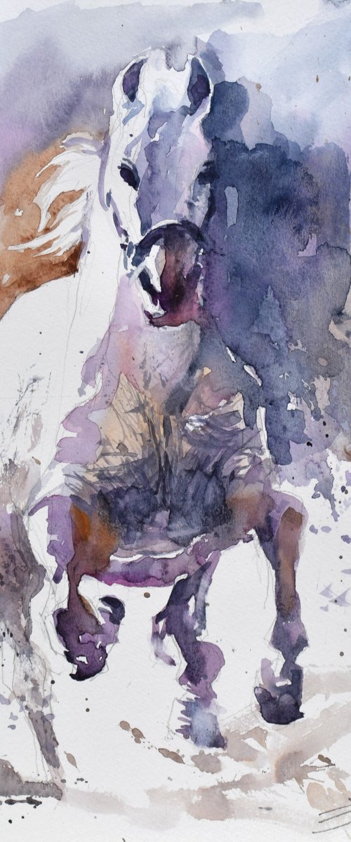 Running horse -Lpz03 by Goran Žigolić Watercolors