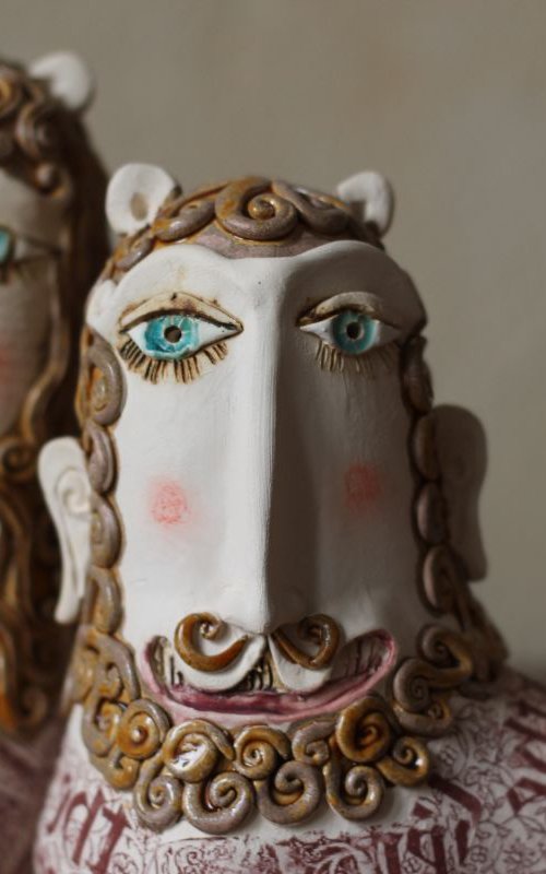 Couple of guardian Lions. From "Beards and Birds" exhibition by Elya Yalonetski by Elya Yalonetski