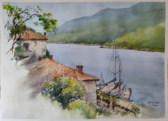 Croatia Rabac, The heart of Istria, Rabac, Croatia Original Hand-painted watercolor artwork, Mediterranean art, Impressionistic coastal