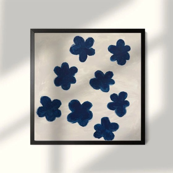 Blue Florals in Serene Space