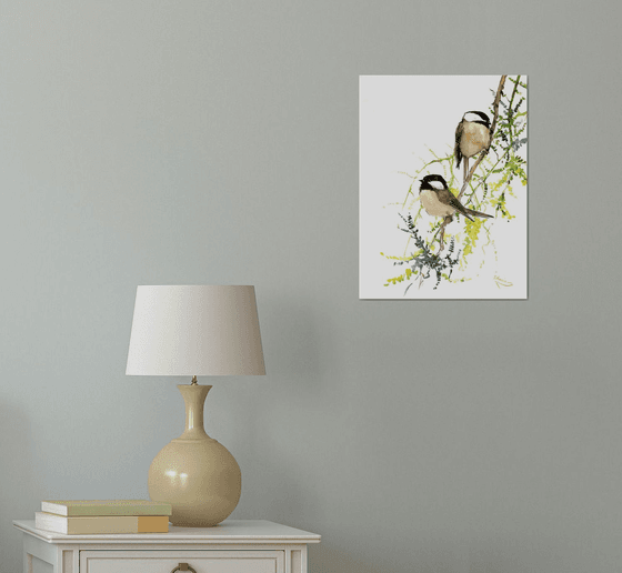 chickadees on the tree