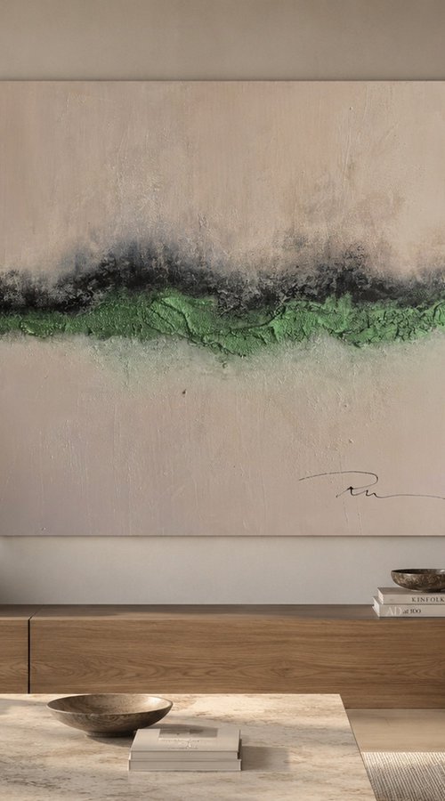 Abstract Evergreen Minimalism in Beige by Indie Ru