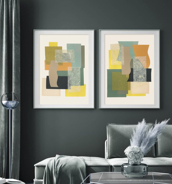 Abstract geometric collage set