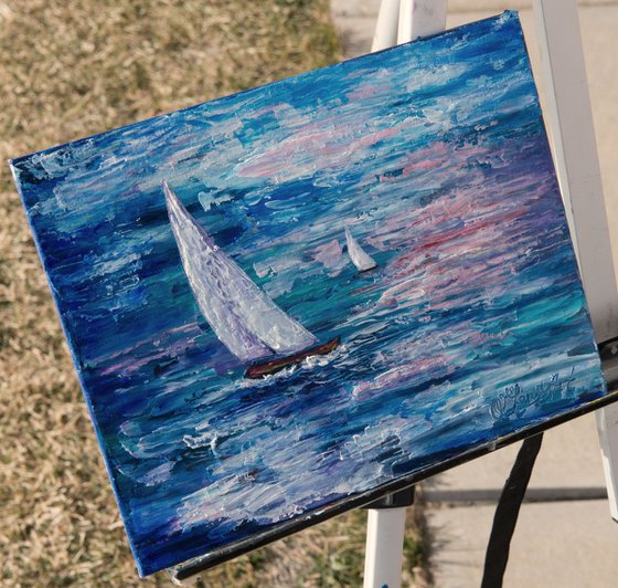 Sail Boat  - 2 (Palette Knife)