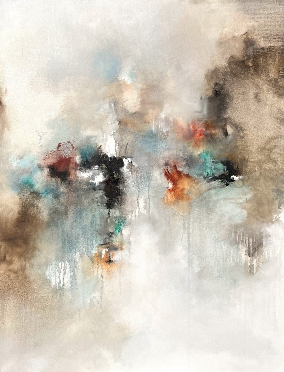 Abstract Oil Painting By Nicholas Kriefall, 36 X 48", Carnelian, Original Artwork