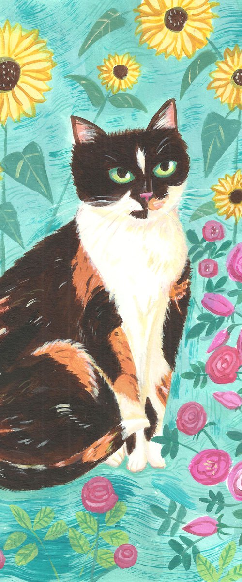 Tortie in the garden by Mary Stubberfield