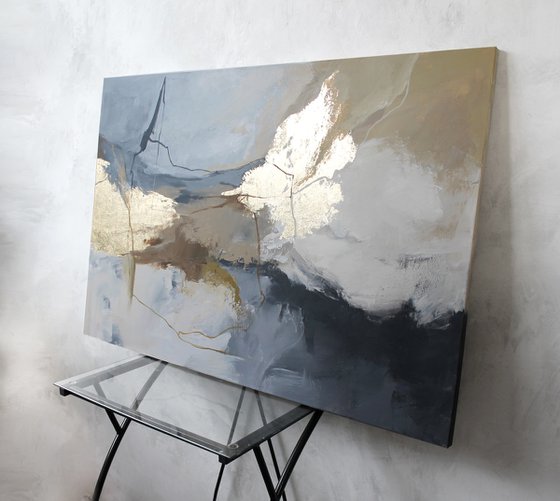 "Desert" Gray beige brown abstract art