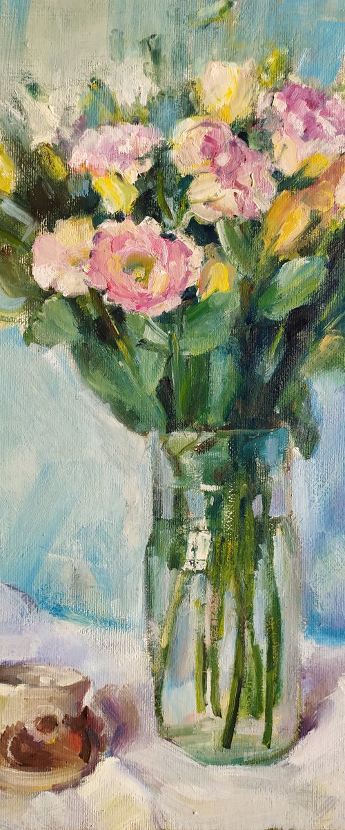 Eustoma in a vase by Valentina Andrukhova