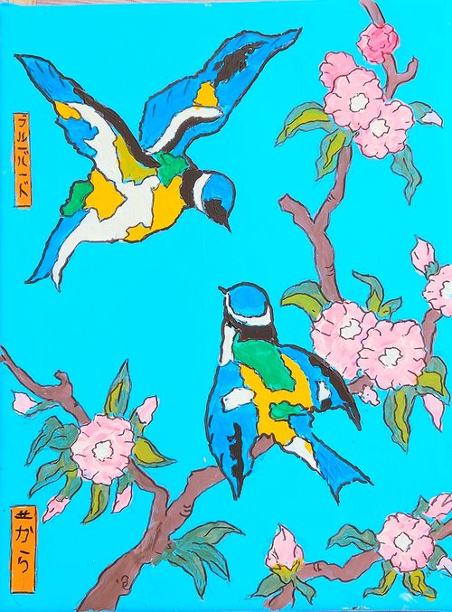 lovebirds and blossom by Colin Ross Jack