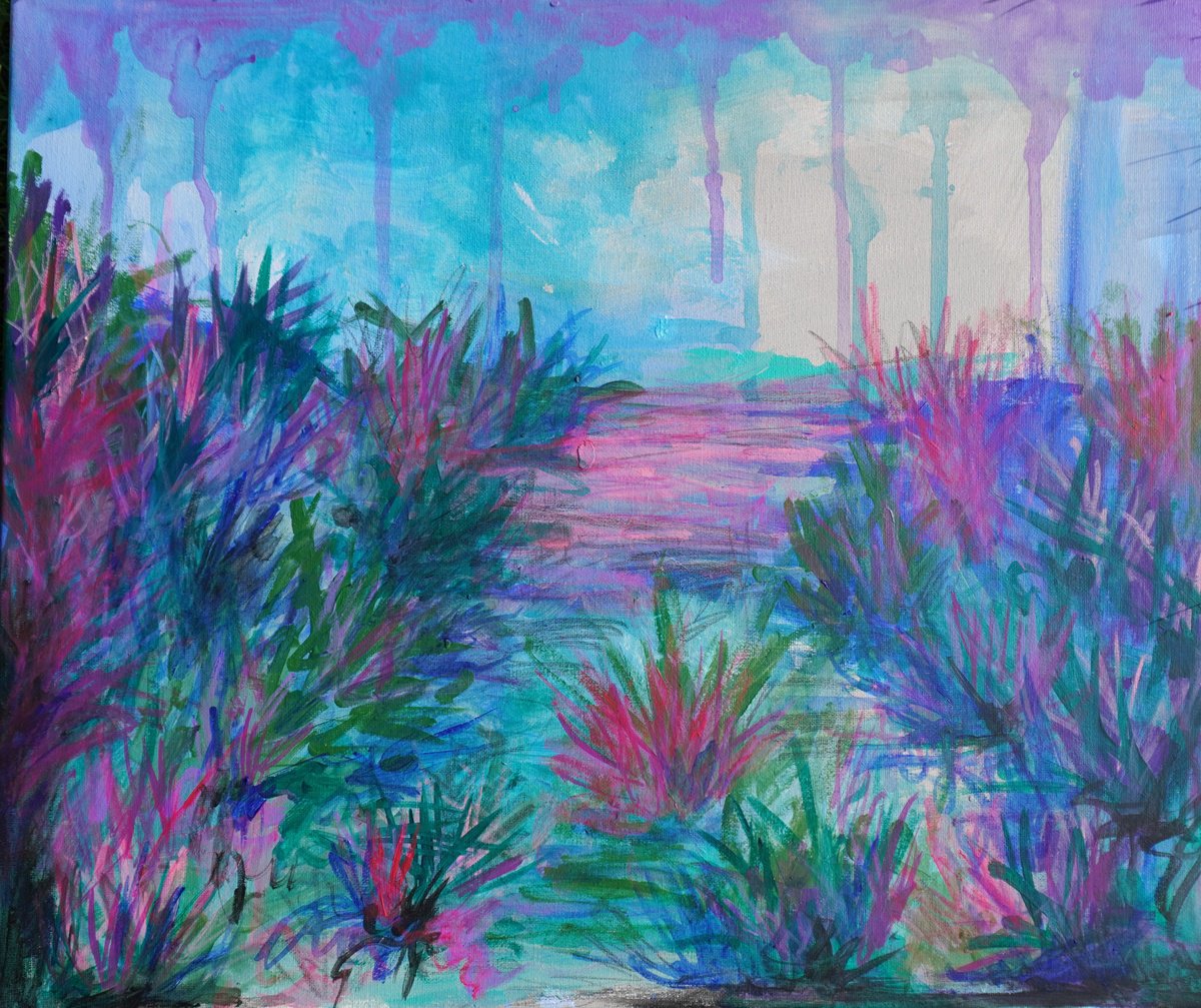 Abstract Landscape Acrylic Painting By Aasiri Wickremage, 24 X 20, Whispers Of A Dreamscape, Original Artwork