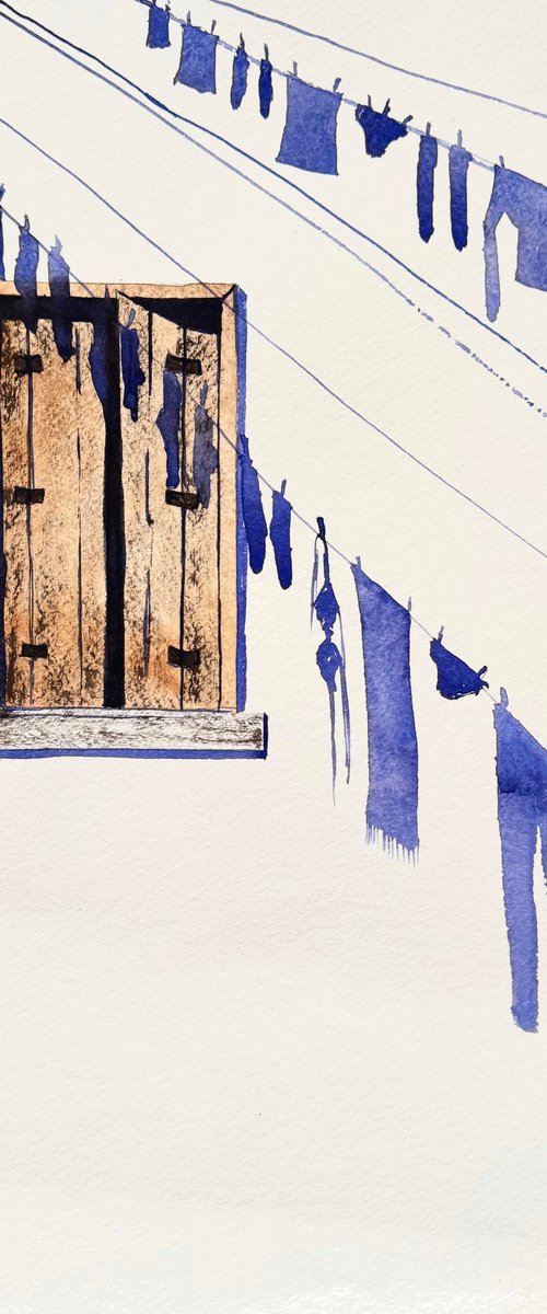 BLUE SHADOWS White Wall by Yuliia Sharapova