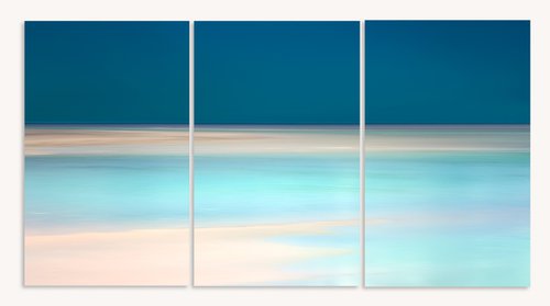 Teal Shimmer Extra Large Canvas Triptych by Lynne Douglas