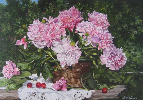 Garden Peonies Painting