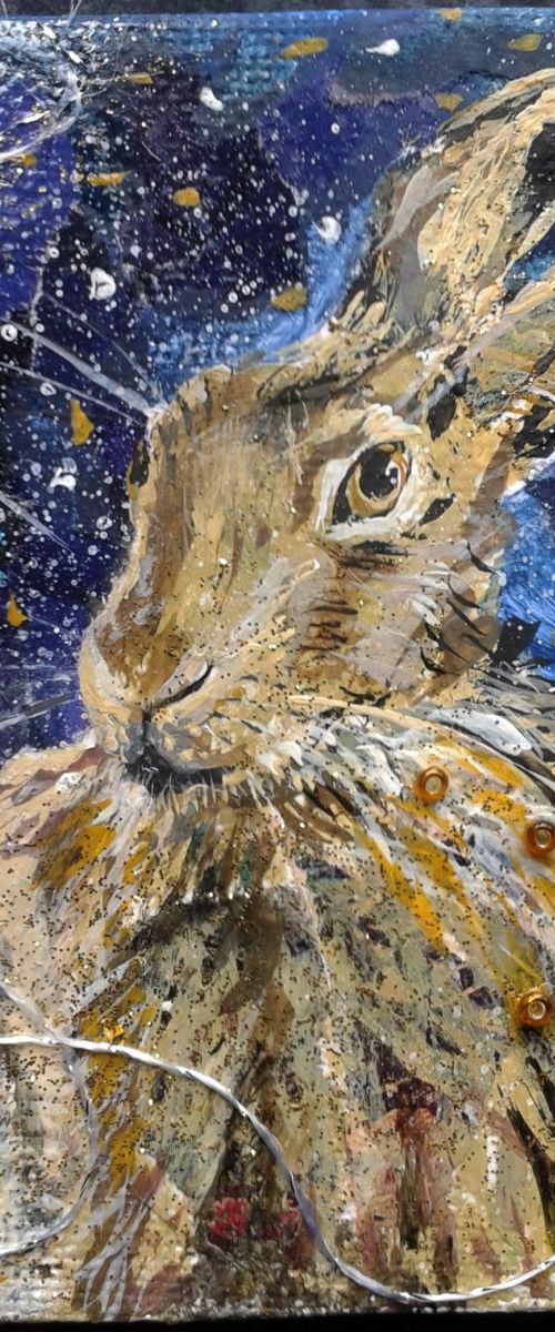 Brown Hare and Moon by Fiona Plaisted