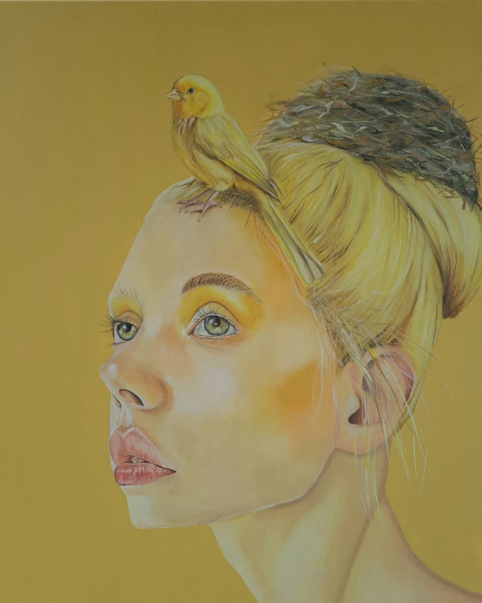 Surrealistic Painting , Canary Yellow By Lee Jenkinson, 18 X 22, Artwork For Sale On Artfinder