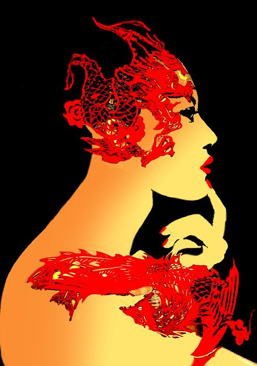 Geisha with Dragon by Alex Solodov