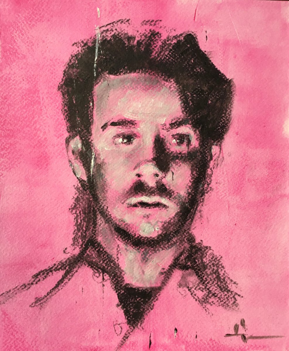 Expressive Portrait Acrylic Painting By Dominique Deve, 10 X 12, From Dust 2, Original Artwork