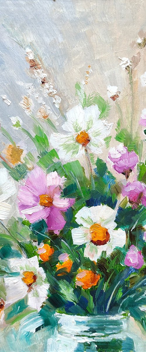 Bouquet of wild flowers oil painting by Yulia Berseneva