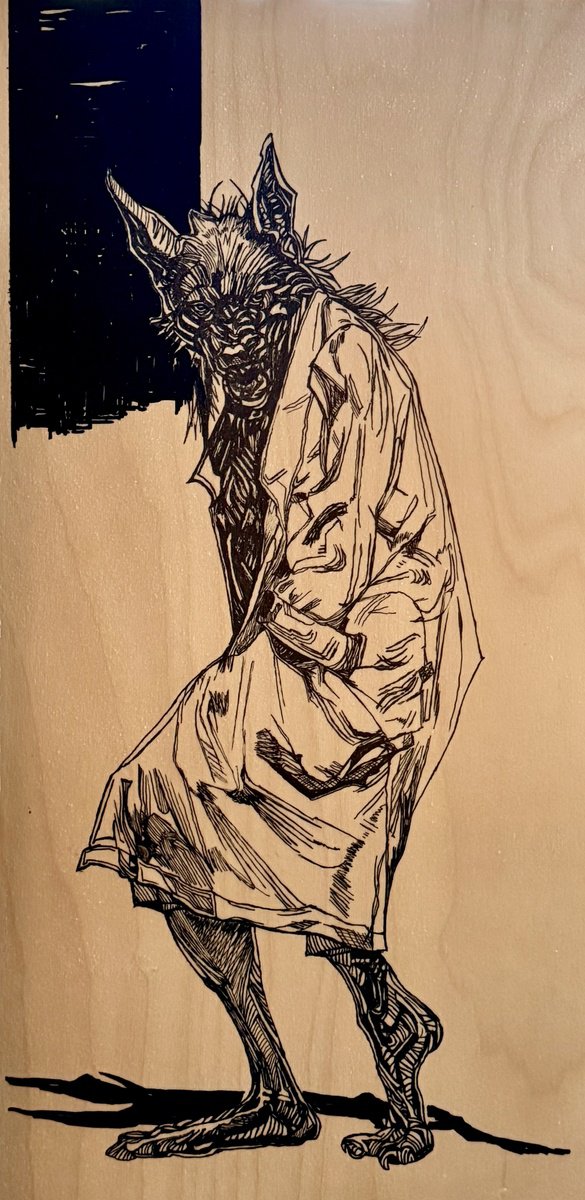 Illustrative Animal Ink Drawing By Lola Jovan, 12 X 24", I