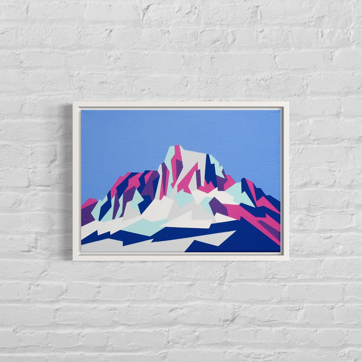 Geometric Landscape Acrylic Painting By Zoe Hattersley, 14 X 10", Banner Peak, Original Artwork