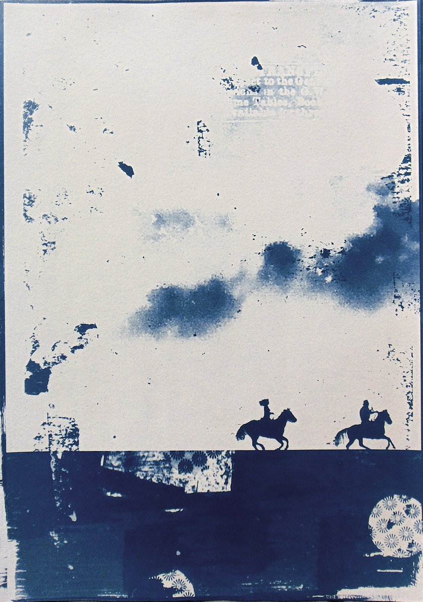 Illustrative Landscape Print By Manel Villalonga, 12 X 17", Cyanotype 10 Landscape, Original Artwork