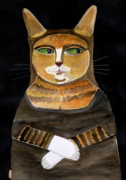 Ginger Orange Mona Lisa Cat by Sharyn Bursic