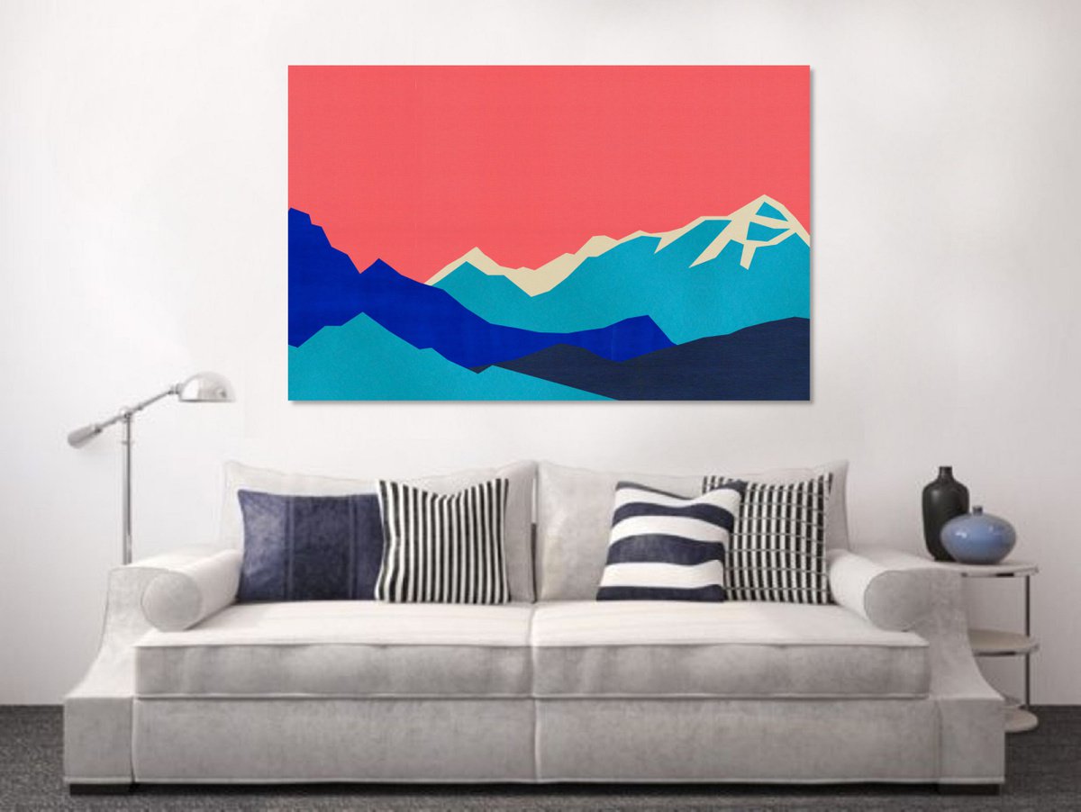 Abstract Mountains #33 - Extra Large Abstract Landscape - Shipping - Rolled in a Tube by Arisha Monn