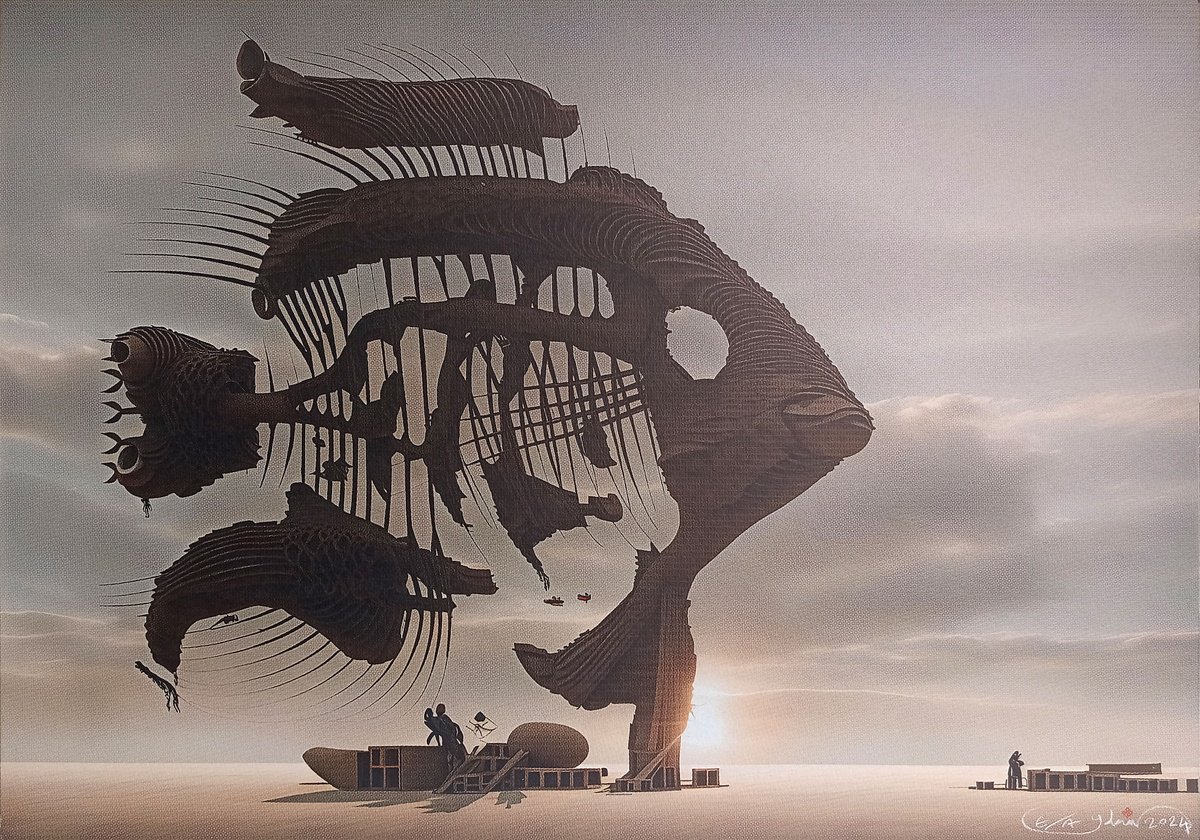 Abstract Cityscapes Giclee Print By Gokhan Okur, 39 X 28, Somewhere In The Desert, Original Artwork