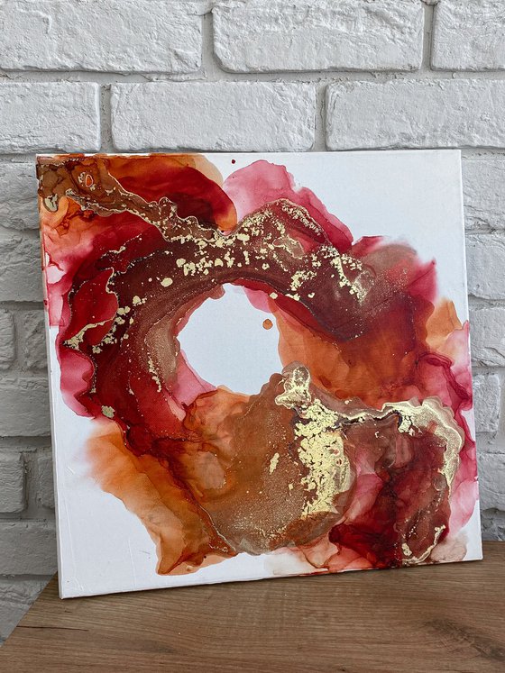 Red Gold Abstract Canvas Art