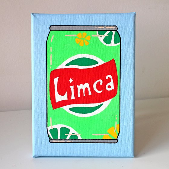 Limca Drinks Can Pop Art Painting On Miniature Canvas