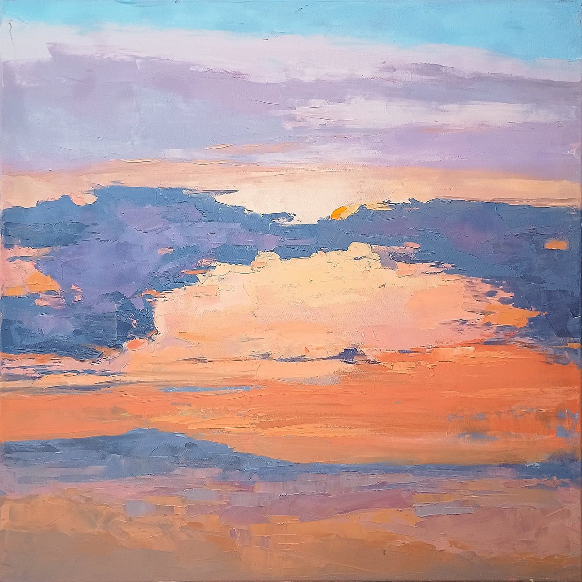 Expressive Landscape Oil Painting By Emilia Milcheva, 24 X 24, Divine Touches, Original Artwork