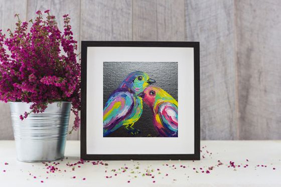 Touch - bird, oil painting, bird, birds oil painting, painting on canvas, gift, parrots, bird art, art bird, animals oil painting